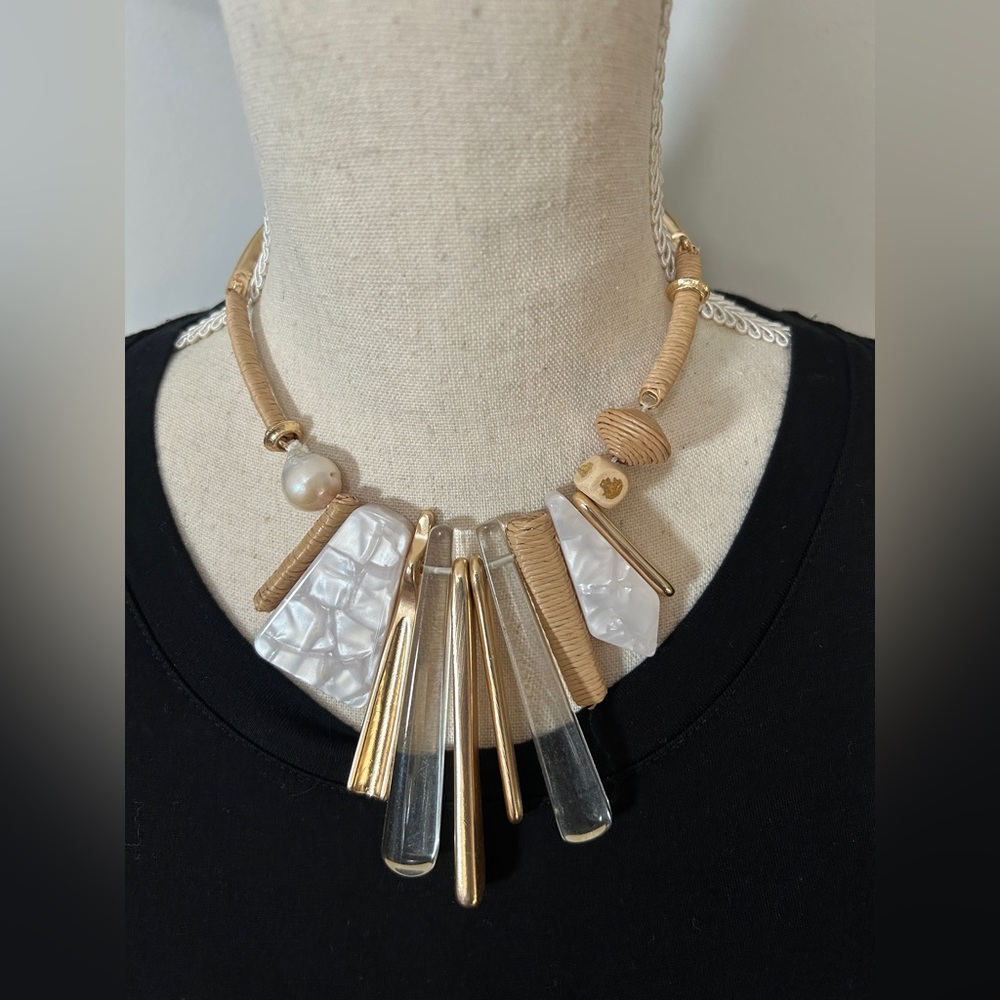 Chico’s Gold and Cream Statement Necklace